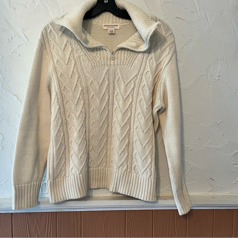 Parkhurst Natural Jenny 1/4 Zip Sweater Size Medium